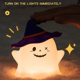 Ghost Halloween Silicone Night Light Witch Hat Cute Spooky Lamp Holiday Gift